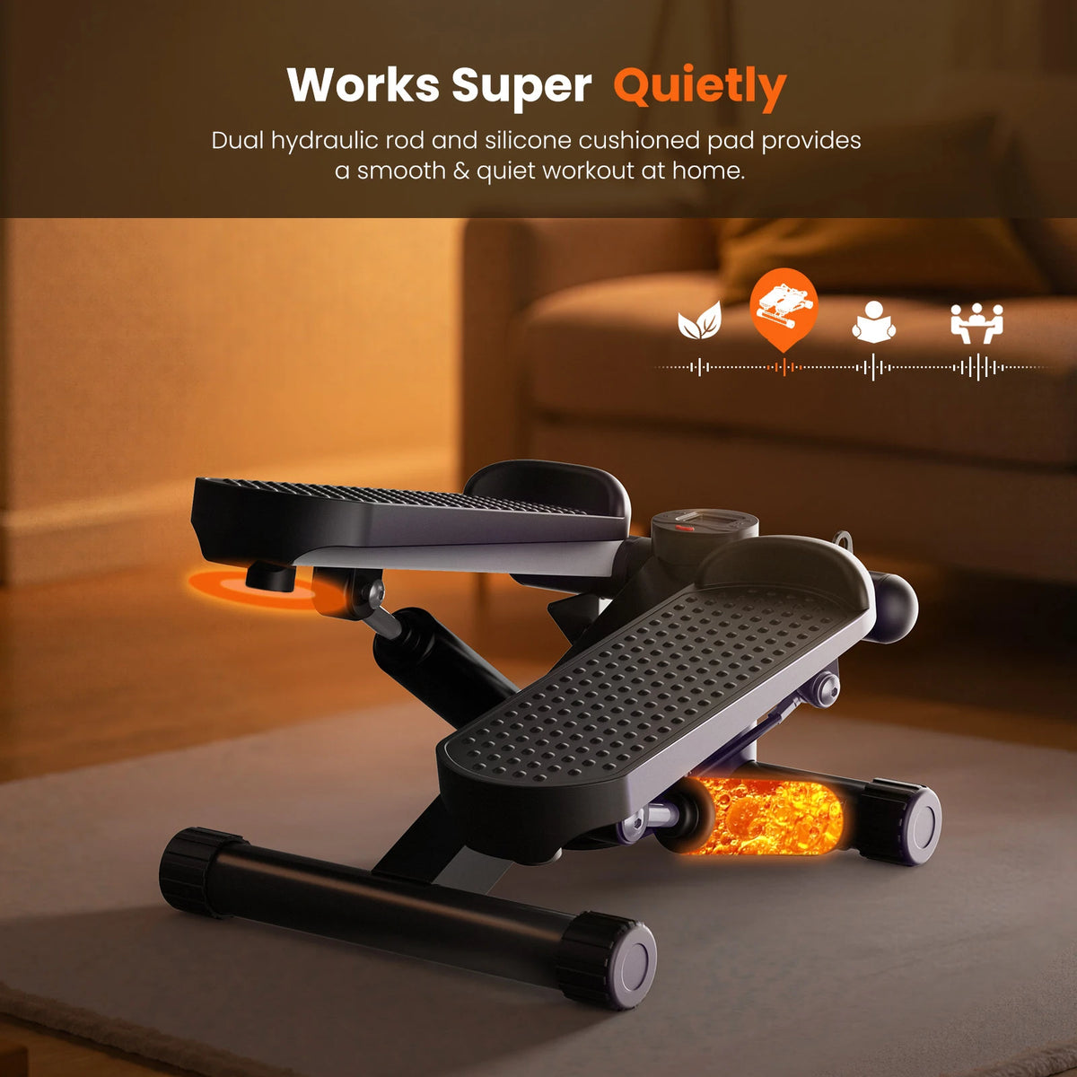 Mini Stepper With Resistance Bands And LCD Monitor For Home Cardio