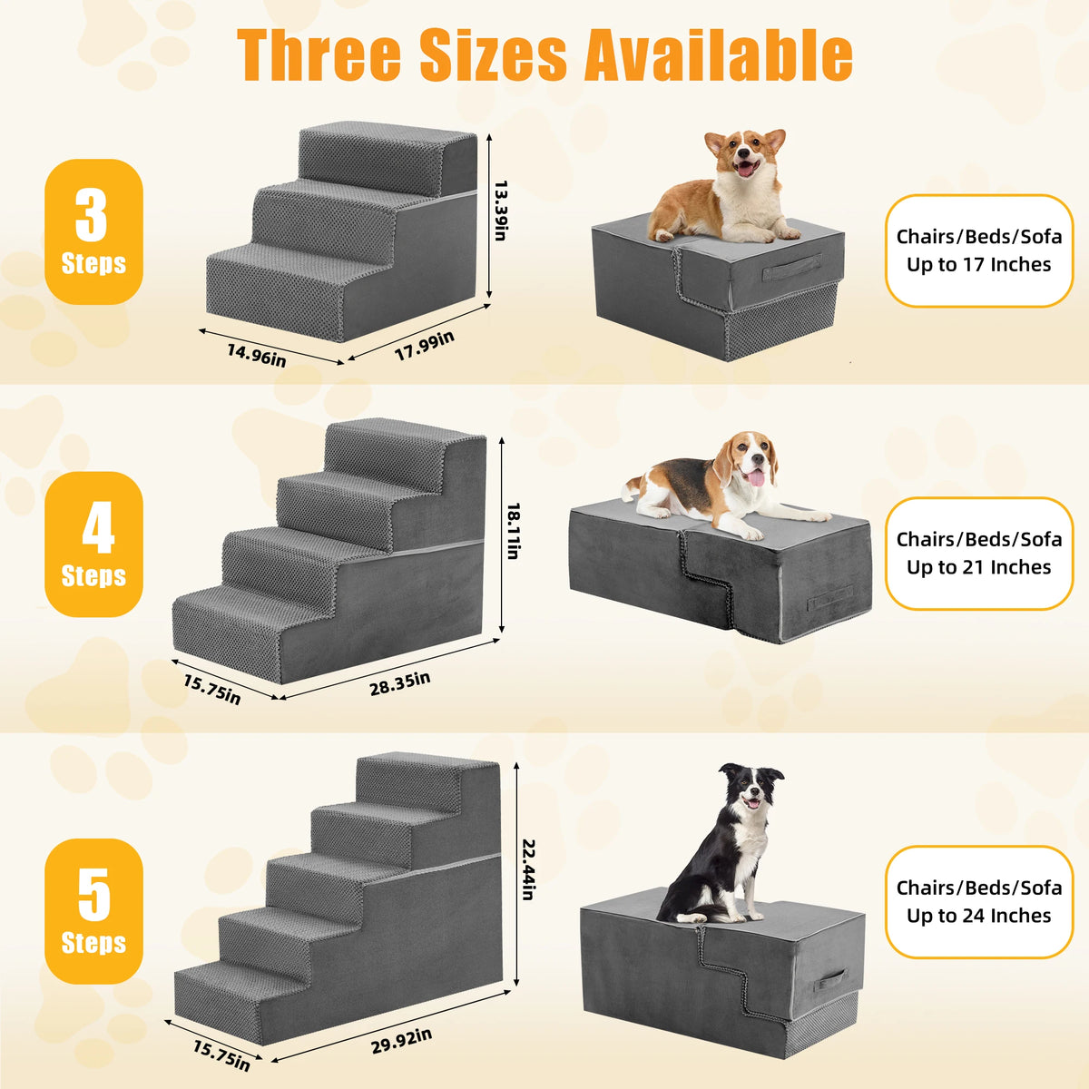 Curved Foam Dog Stairs With Non Slip Steps For Pets