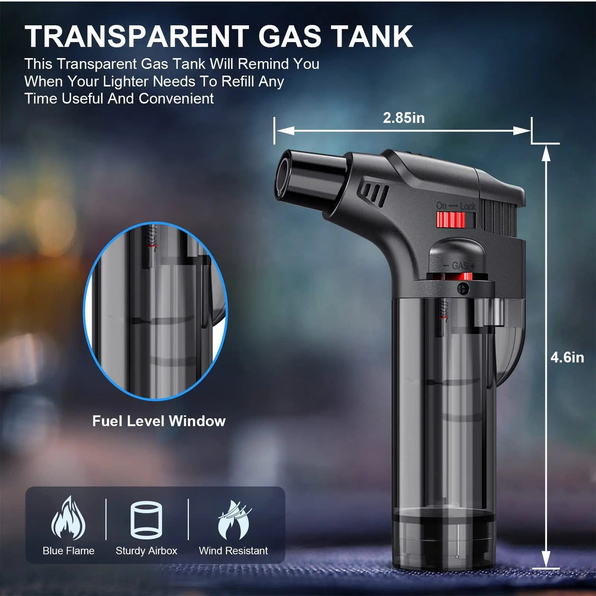 Portable Windproof Butane Torch Lighter for Outdoor Cooking