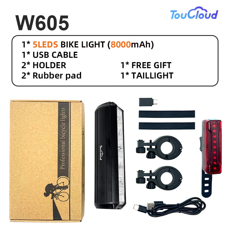 TouCloud Waterproof USB Rechargeable Bicycle Headlight With Power Bank