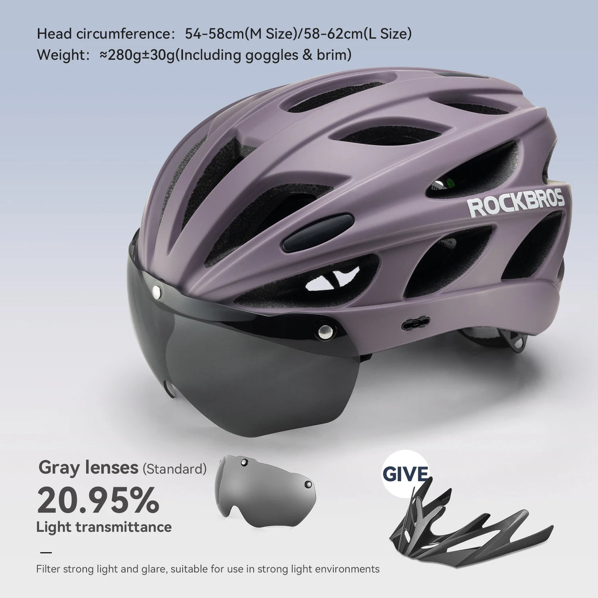 ROCKBROS Lightweight Cycling Helmet With Integrated Goggles For Adults