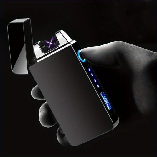 Windproof Dual Arc Plasma Lighter With USB Rechargeable Power Display