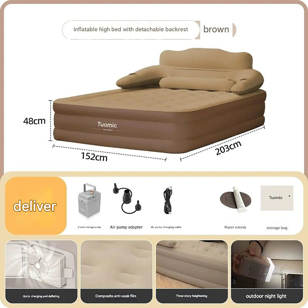 Built In Pump Inflatable Mattress for Camping and Outdoor Use