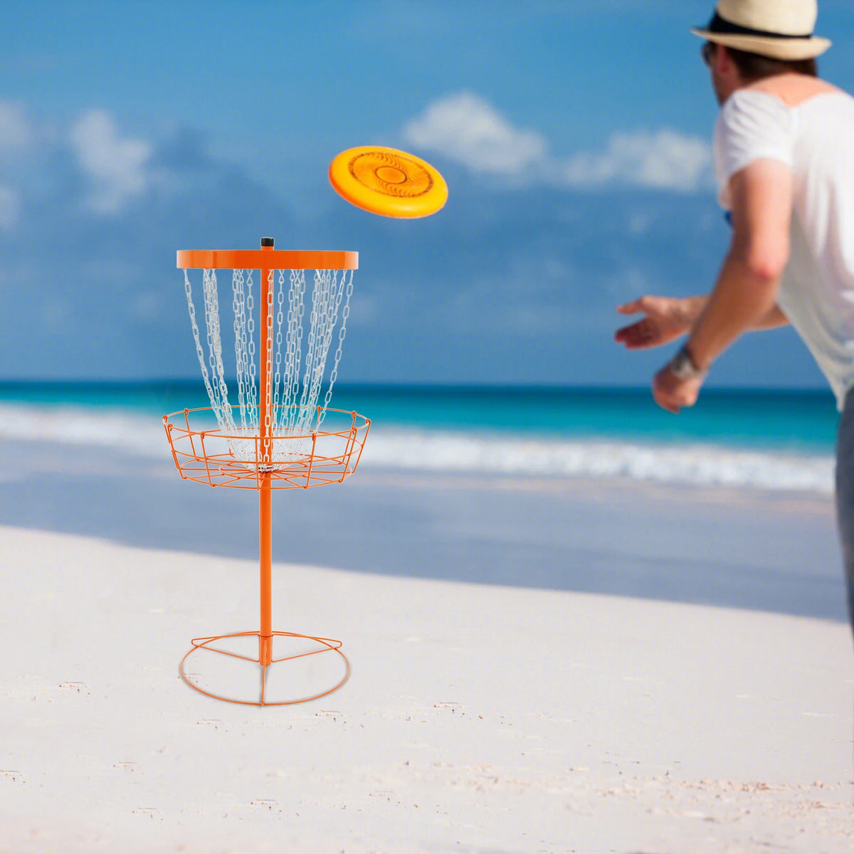 Portable Disc Golf Basket 24 Chains Iron Outdoor Practice Target