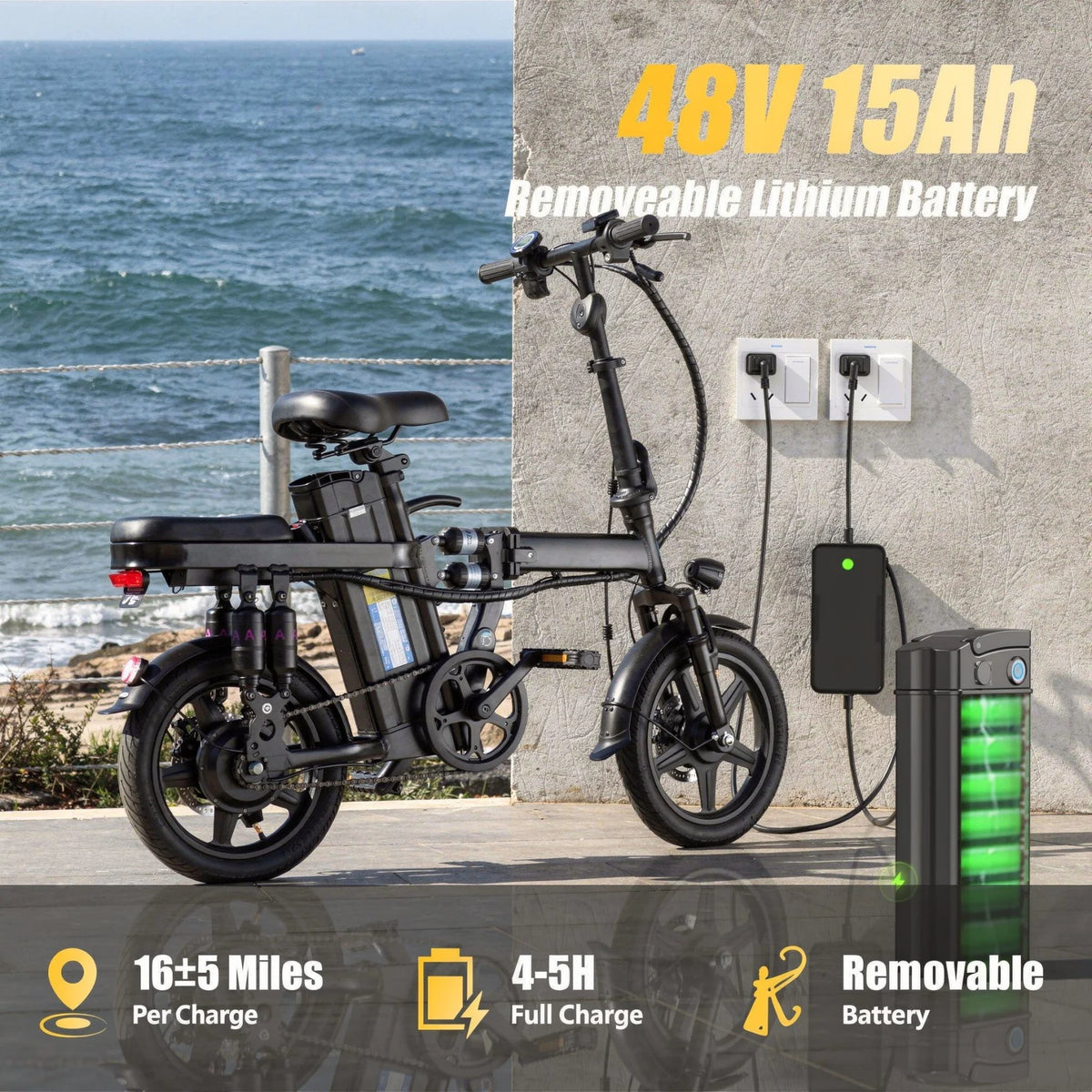 Foldable Adult Electric Bicycle 500W Motor 48V Battery