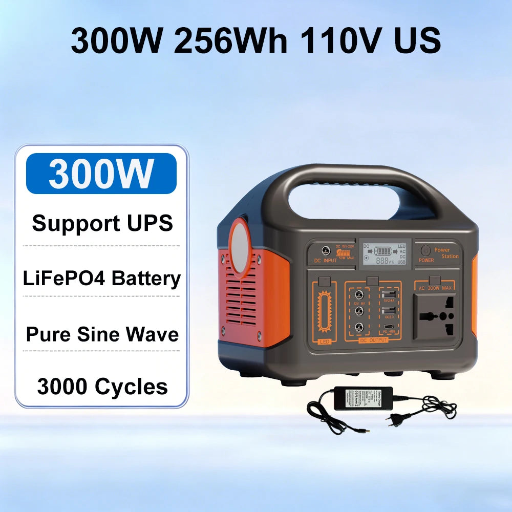 GaiaRay Portable LiFePO4 Power Station With Solar Charging for Camping