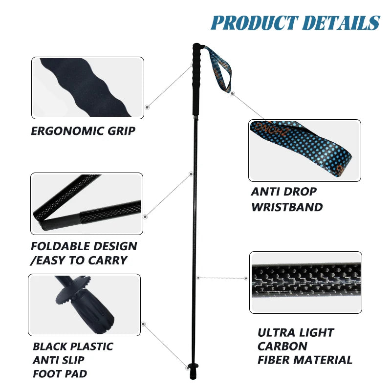 OKHEALING Carbon Fiber Collapsible Trekking Poles for Hiking and Walking