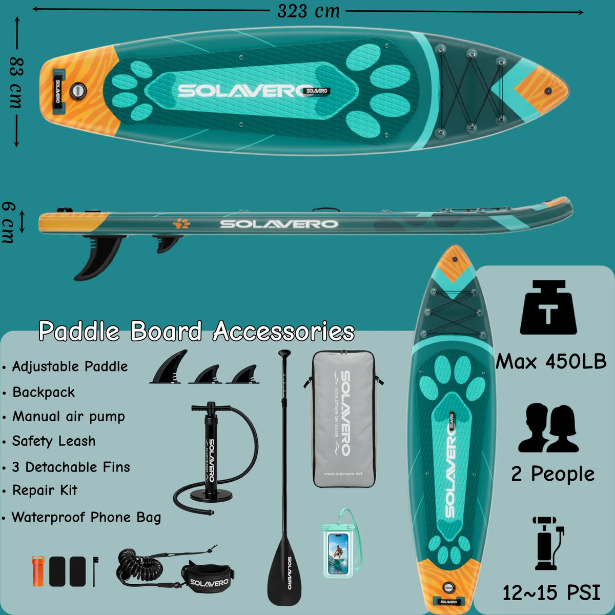Nebmaax Inflatable Stand Up Paddle Board With Non Slip Deck