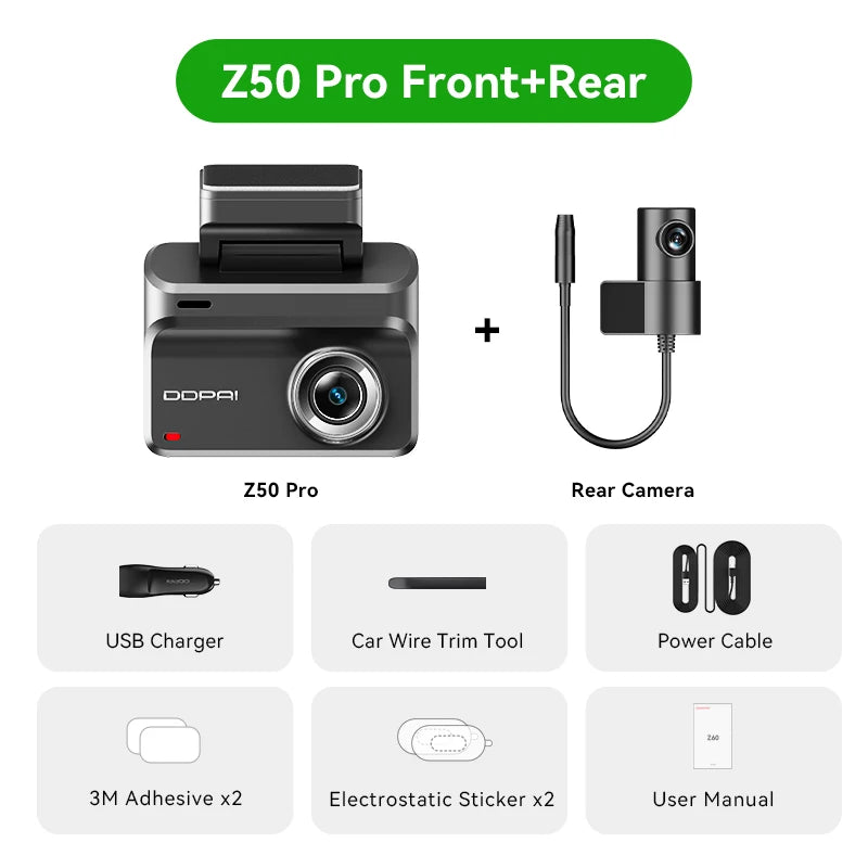 DDpai Z50 Pro 4K Front Rear Dash Camera With WiFi