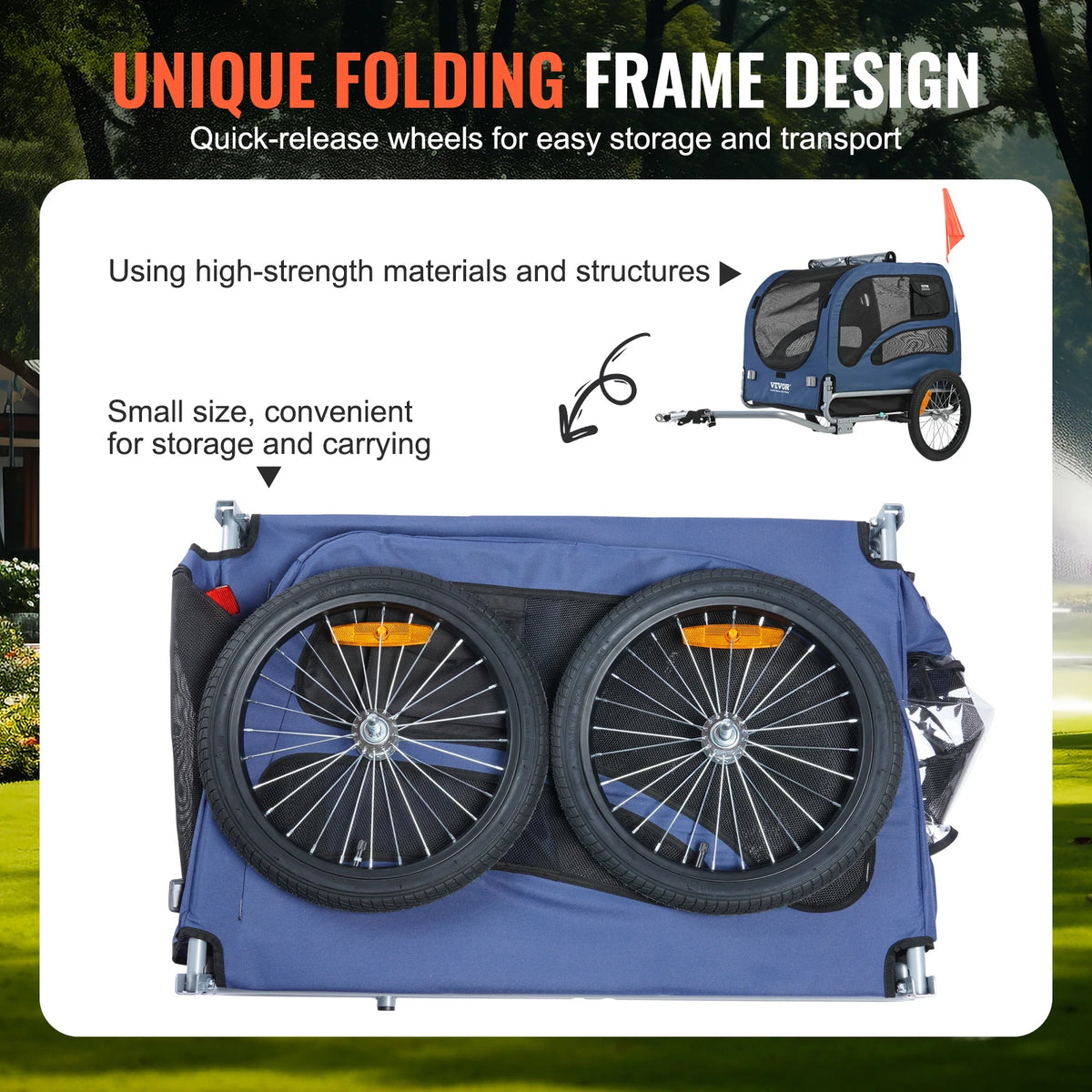 Foldable Pet Bicycle Trailer And Portable Dog Cart Carrier