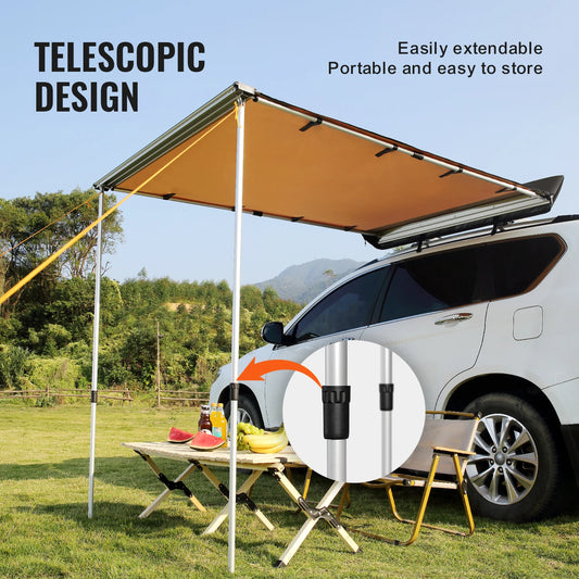 SucceBuy Retractable Vehicle Side Awning With Waterproof Storage Bag