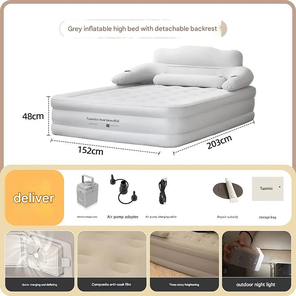 Built In Pump Inflatable Mattress for Camping and Outdoor Use