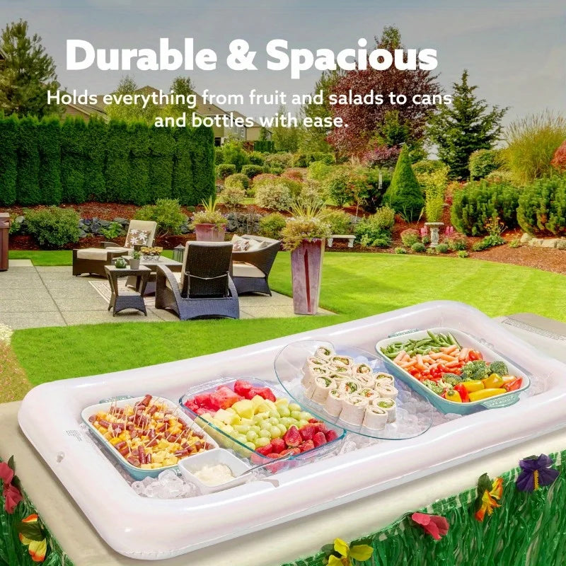 Inflatable Serving Bar Tray Set With Drain Plug For Picnics