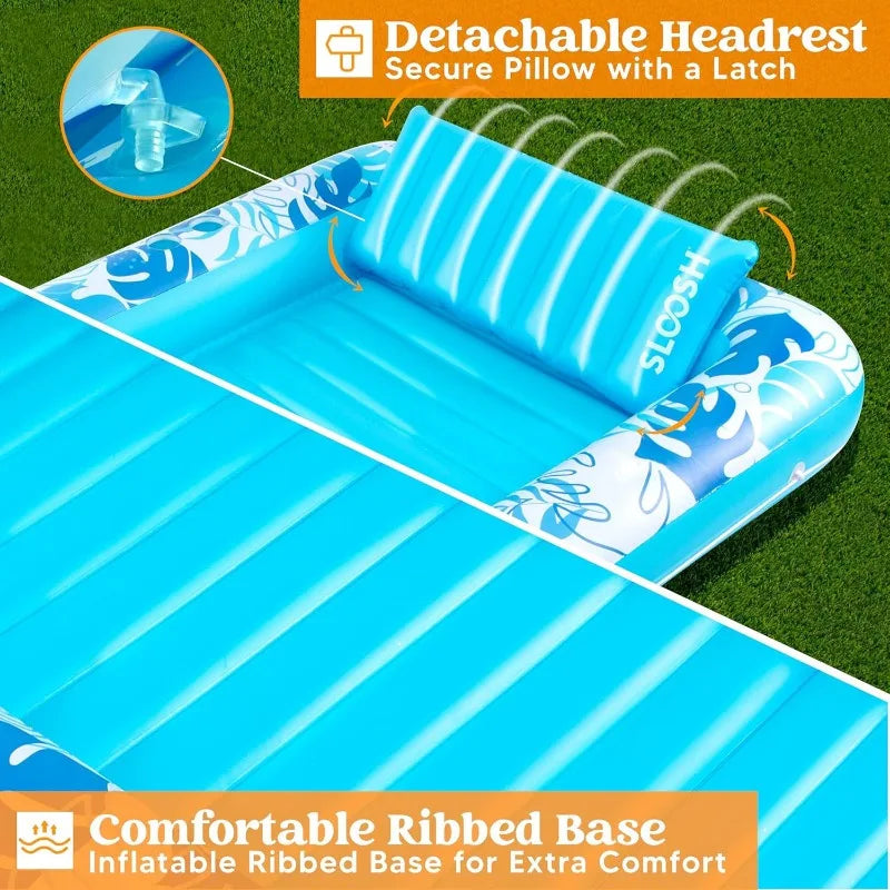 Joyfy Inflatable Tanning Pool Lounger With Headrest And Cup Holders