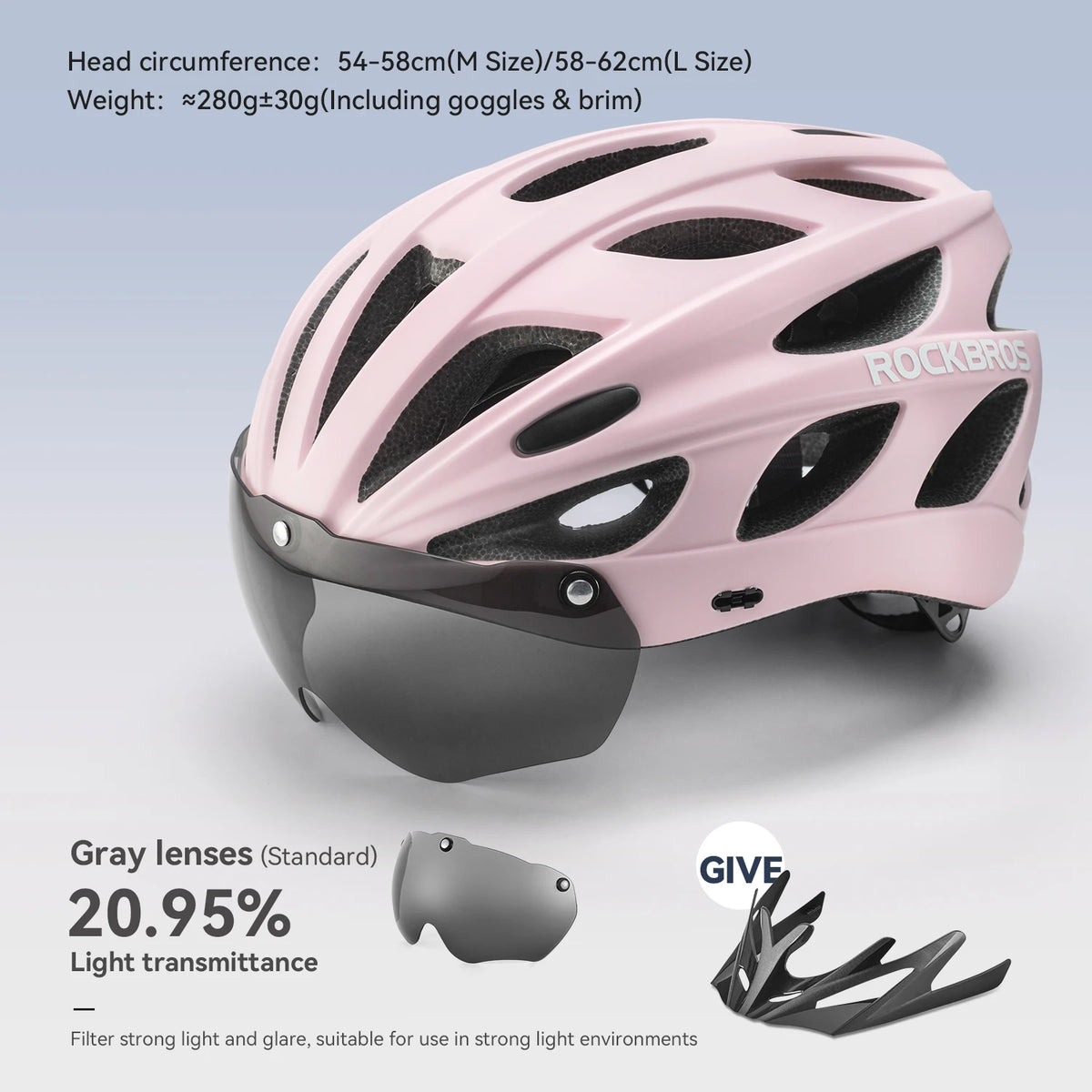 ROCKBROS Lightweight Cycling Helmet With Integrated Goggles For Adults