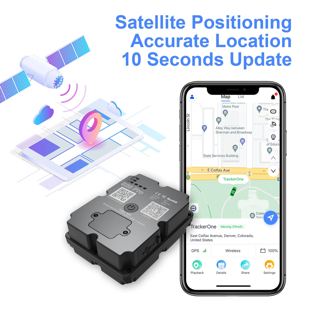 Wanwaytech 4G GPS Vehicle Tracker With Real Time Remote Tracking