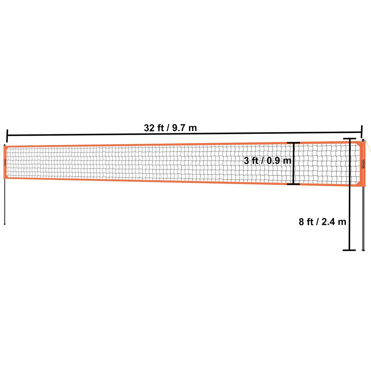 Portable Outdoor Volleyball Net System With Adjustable Steel Poles and Carrying Bag