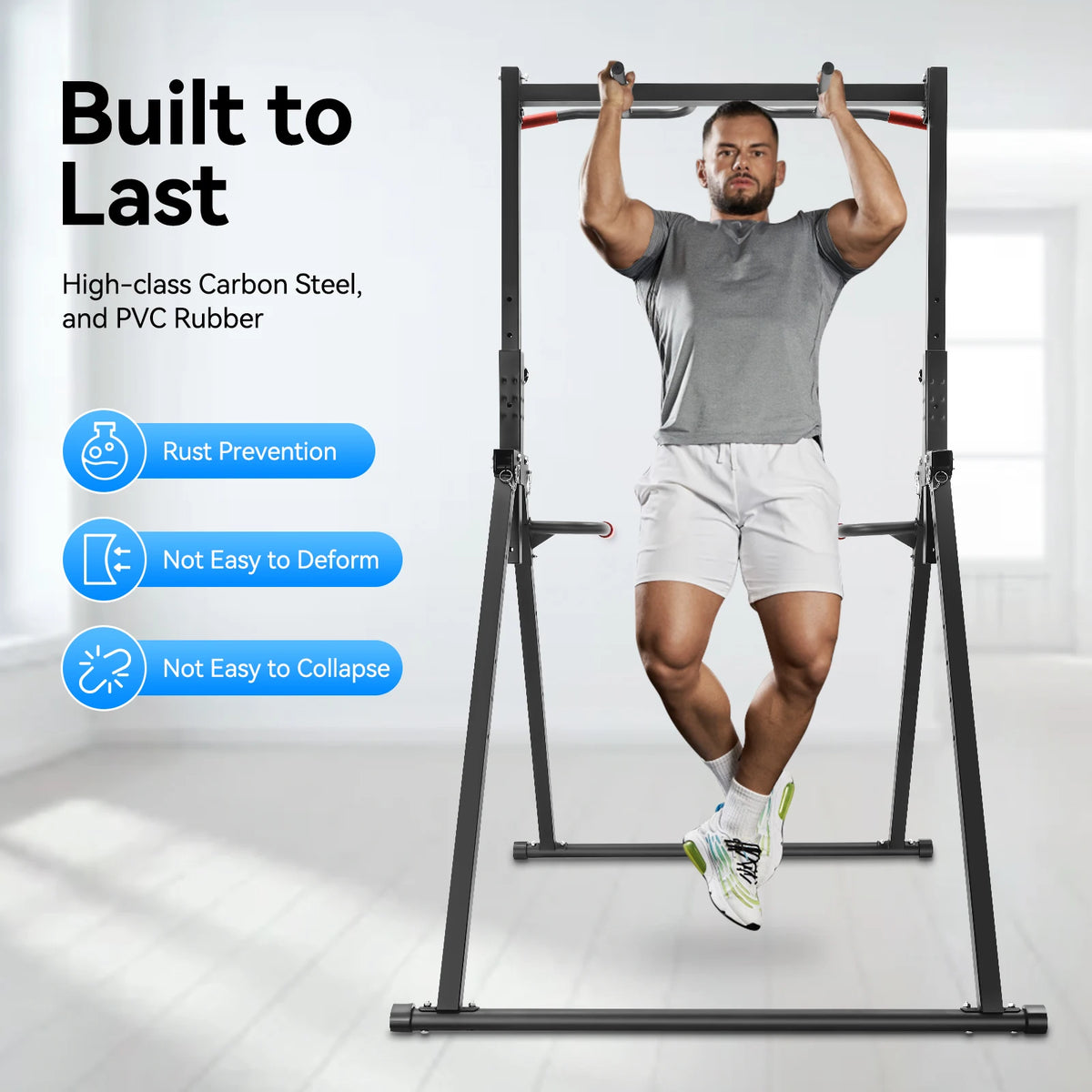 Adjustable Foldable Pull Up Station With Sturdy Horizontal Bar
