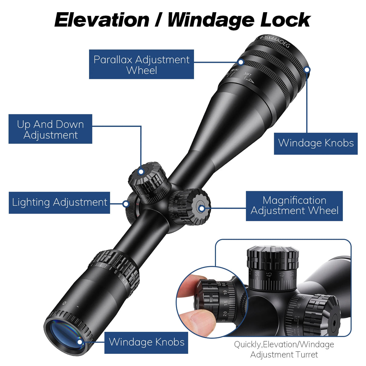 Bestsight Tactical Illuminated Hunting Rifle Scope With Red Green Reticle