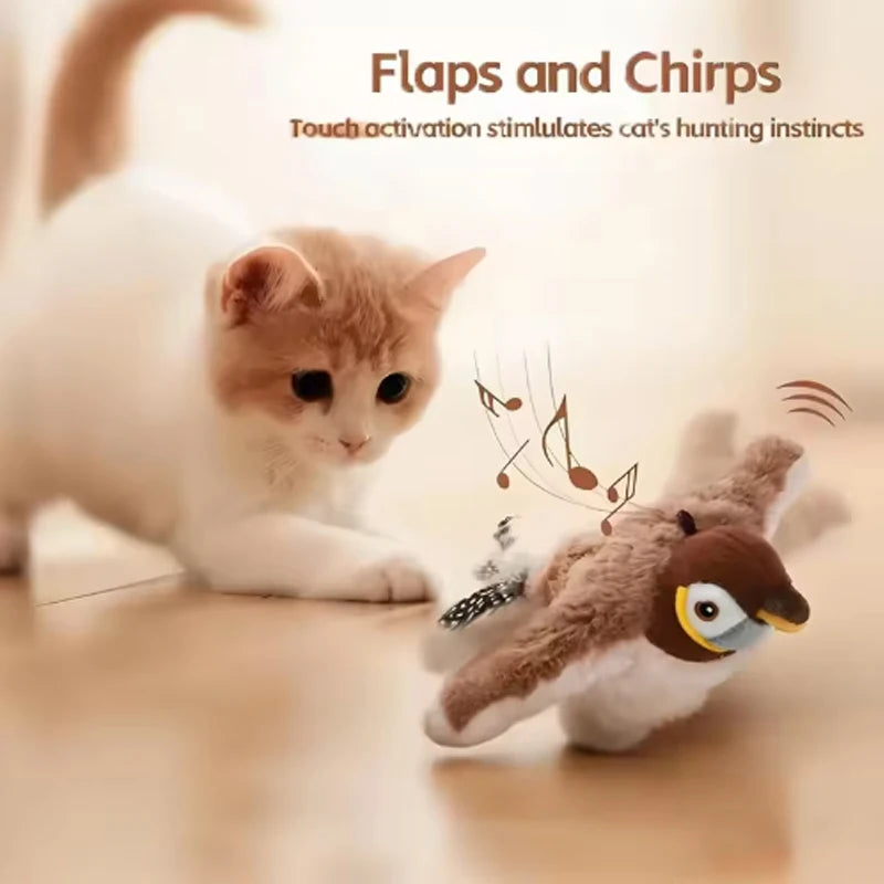 Interactive Touch Activated Chirping Plush Bird Cat And Dog Toy