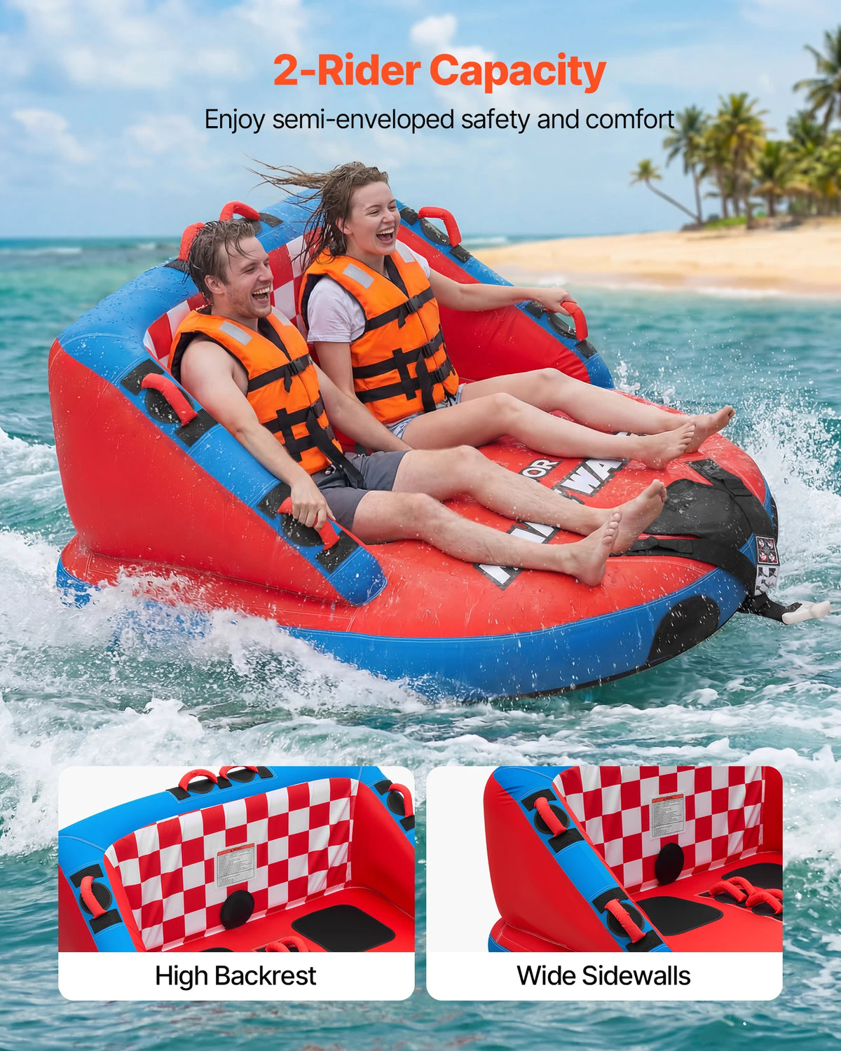 SucceBuy Full Nylon Towable Boating Tubes With Dual Tow Points