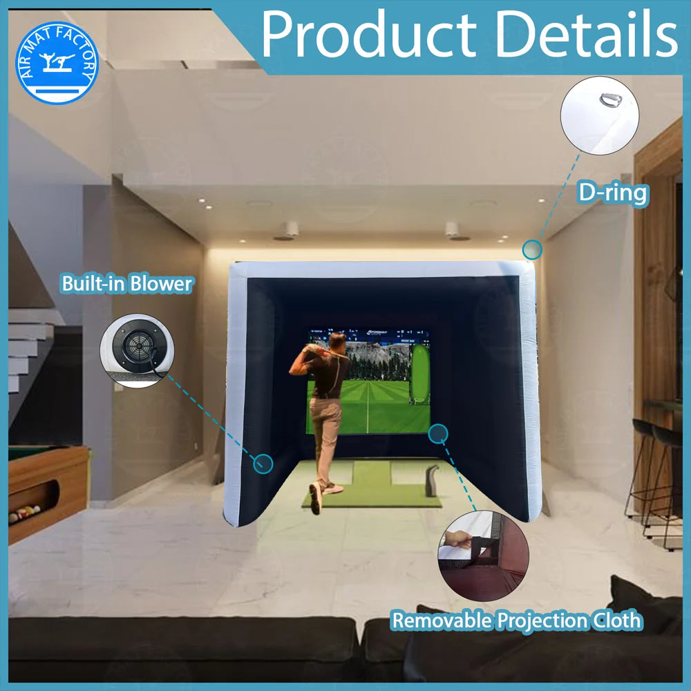 Inflatable Golf Practice Swing Simulator Tent Indoor Training Cage