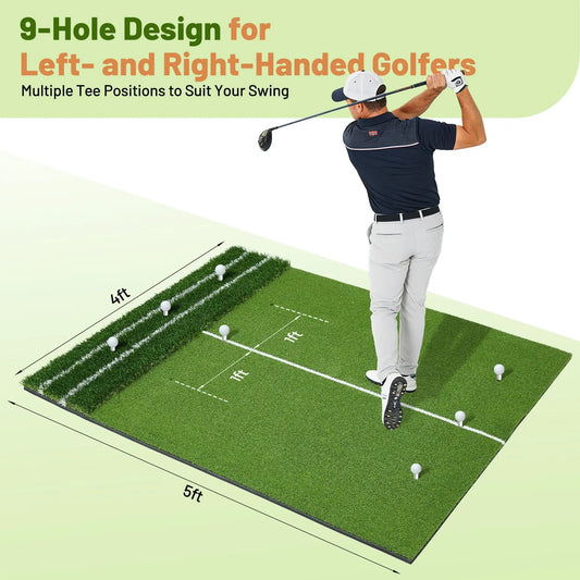 HiMISS Dual Turf Golf Practice Mat With Clear Alignment Lines